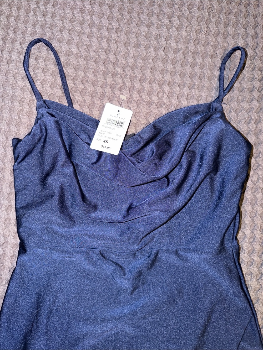 Navy Satin Cowl Neck Dress Windsor